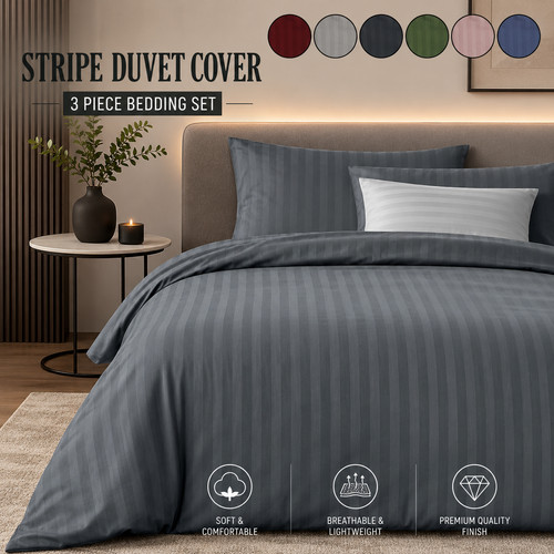 Satin stripe duvet - satin, cover