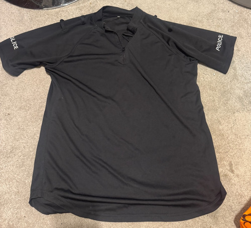 Police black polo zip - ⭐ex,