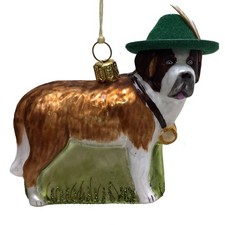 St Bernard Dog with Green