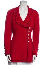 Chanel red black pea coat