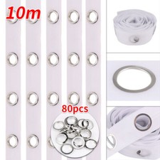 10M Eyelet Curtain Tape 80 Rings Accessories Sewing Silver Curtains Blinds 