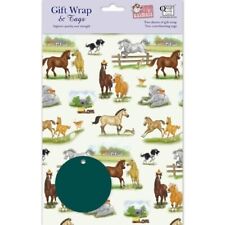 HORSE PONY WRAPPING PAPER 2 SHEETS & TAGS GIFT WRAP COUNTRYSIDE *FREE POSTAGE*