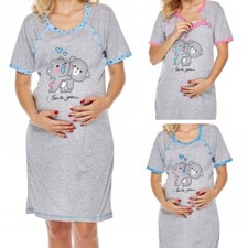 Maternity Women's Nightshirt Nursing Nightdress Pregnancy Breastfeeding Nightie
