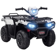 HOMCOM 12V Electric Quad Bike for Kids w/ LED Lights, Music - White