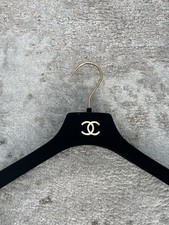 Chanel Velvet  Black Coat Jacket Hanger With Cc Logo In Gold