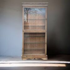 Slim Vintage Late C20th Glazed Solid Pine Shop Display Cabinet - 7 Available