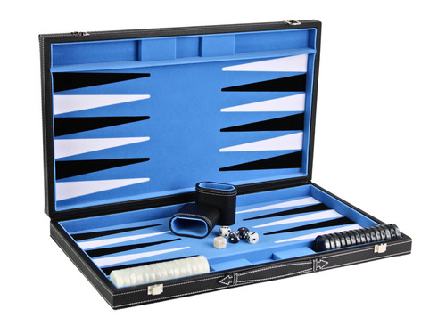Sky blue leather backgammon - sky,