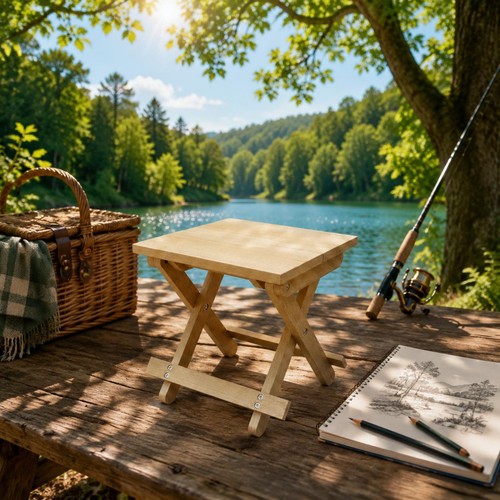 Folding wooden stool - folding,