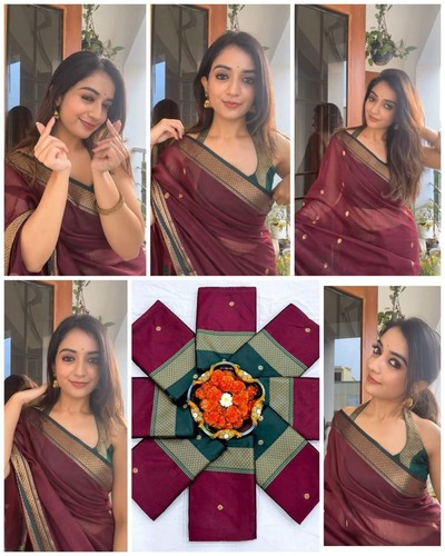 Pakistani lichi silk saree - pakistani,