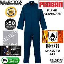 WELDING OVERALLS.PROBAN.FLAME RETARDANT.WELDER SAFE.BIZ.HEAVY DUTY.FIRE.HEAT.PPE