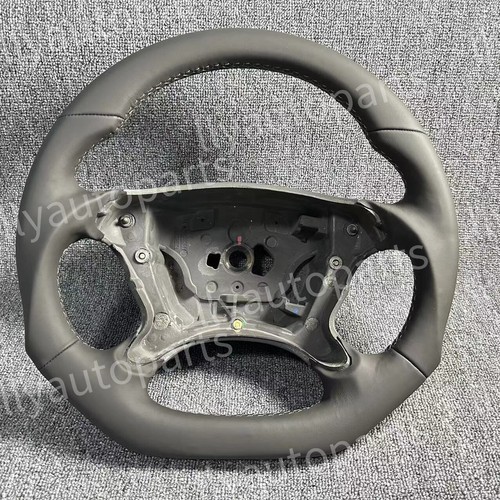 Grey leather steering wheel - leather,