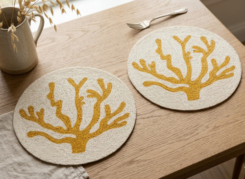 Set tablemats aqua leaves - set, 6
