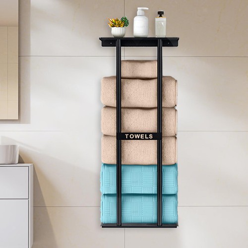 Towel rack black iron - rack, wall