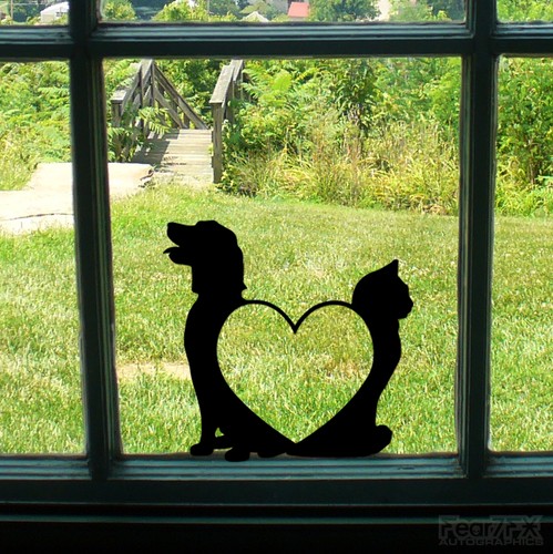 Cat dog love peace - dog, sticker