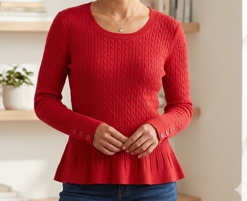 Izod women red cable knit - red,