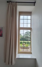 Single Cream Chenille Lined Window or Door Curtain 64 inches Wide 90 inches Long