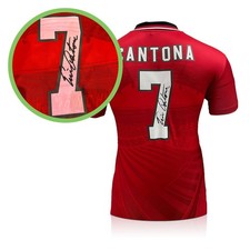 Eric Cantona Signed Manchester United 1996 Home Football Shirt. Damaged C