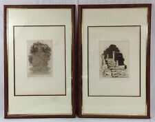 Pair Of Ivor Abrahams Framed Copper Plate Signed Aquatint Etching Pictures 12/20