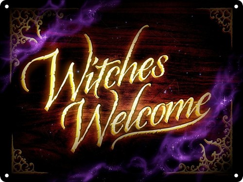 Mini tin sign witches welcome - tin,
