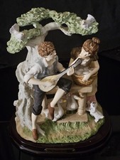 Juliana Collection Figurine, Playing Mandelin Under Tree With Lady Egg Basket