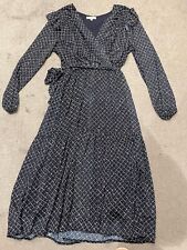 Blue wrap style vanessa zani ruffle dress, Blue Print Size L.