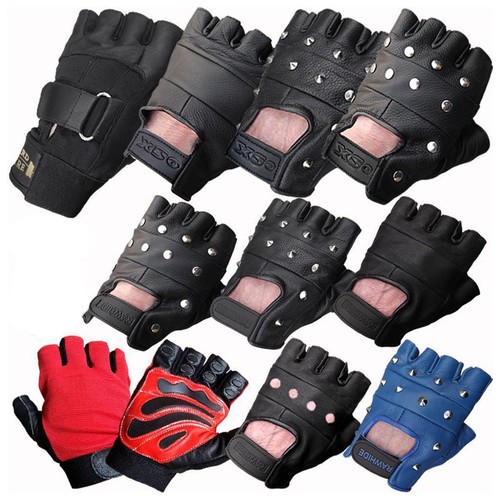 Leather fingerless gloves - leather,