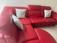 Red Leather Corner Sofa +