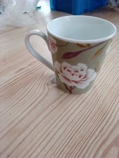 M and S Collection Brand Floral Flower Green Design Pattern Small Tea Coffee Mug