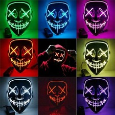 Halloween Led Face Mask 3 Mode Wire Light Up Mask Purge Cosplay Party Costume UK