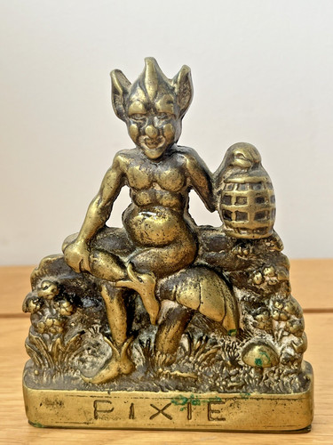 Vintage brass pixie bookend - vintage,
