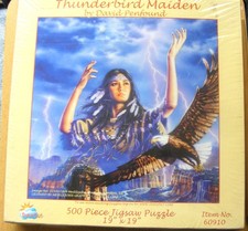 SunsOut 500 Piece Jigsaw. Thunderbird Maiden. Complete.Unusual and Varied Pieces
