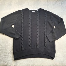 GANT Men's Black 2XL Cable-Knit Pullover Jumper Cardigan Designer 25" p2p