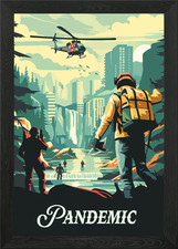 Pandemic Board Game Inspired Illust Framed Wall Art Poster Canvas Print Picture
