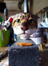 Large 'Bengal Cat' Handled Collectors Walking Stick.