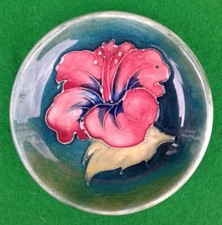 3" MOORCROFT “HIBISCUS” PIN DISH.