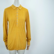 FALKE Pure Merino Wool Long Sleeve Half Buttons Collared Pullover Polo Size S