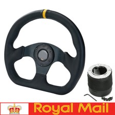For VW T4 Transporter Caravelle Hub Boss Kit &13" Flat Leather Steering Wheel UK