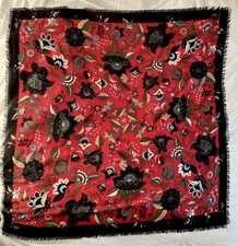 Gorgeous Wool SHAWL WRAP CAPE Vintage Cornelia James~Red Black~Square Scarf 45”