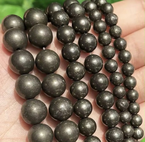 Iron pyrite beads - 8mm, pics