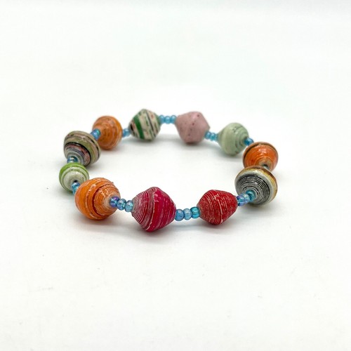 Handmade paper bead bracelet - paper,