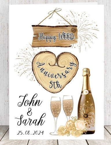 Personalised 5th wood wedding - personalised,