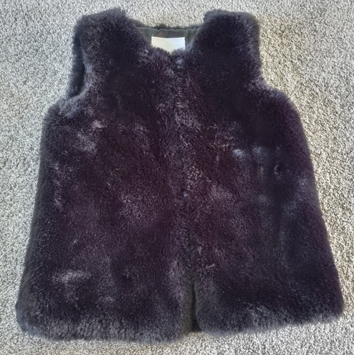 Girls black fluffy - fluffy, gilet.