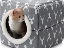 Hollypet Cat Bed Kitten Bed Cat Tent 2-in-1 Comfortable Pet Bed 