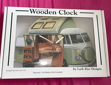 CAMPER VAN VW CLOCK Hand Made Lark Rise Designs Green Split Camper van  Wall NEW