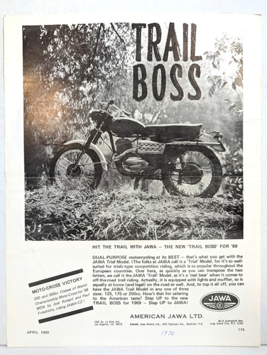 Vintage 1969 jawa trail boss - trail,
