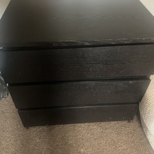 IKEA Malm Chest of 3 Drawers Bedside Table Black/Brown, 78x48x40cm