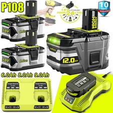 12.0/8.0Ah For RYOBI P108 18V One Plus High Capacity Lithium Battery /UK Charger