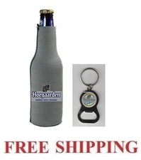 HOEGAARDEN BELGIAN BEER BOTTLE SUIT COOLER COOLIE KOOZIE & BOTTLE OPENER SET
