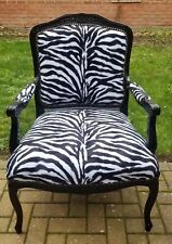 STUNNING UNIQUE SHABBY CHIC FRENCH ZEBRA BLACK ACCENT ARMCHAIR