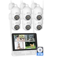 ANRAN Wireless CCTV Home Security Camera System 5MP 12" Monitor 6CH Audio 2TB